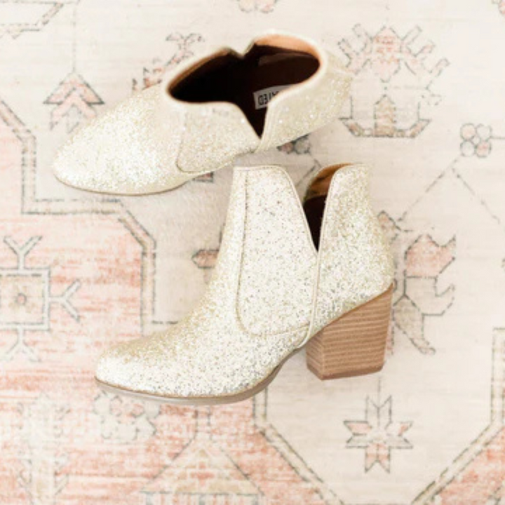 Online Exclusive | Fiera Glitter Booties in Gold