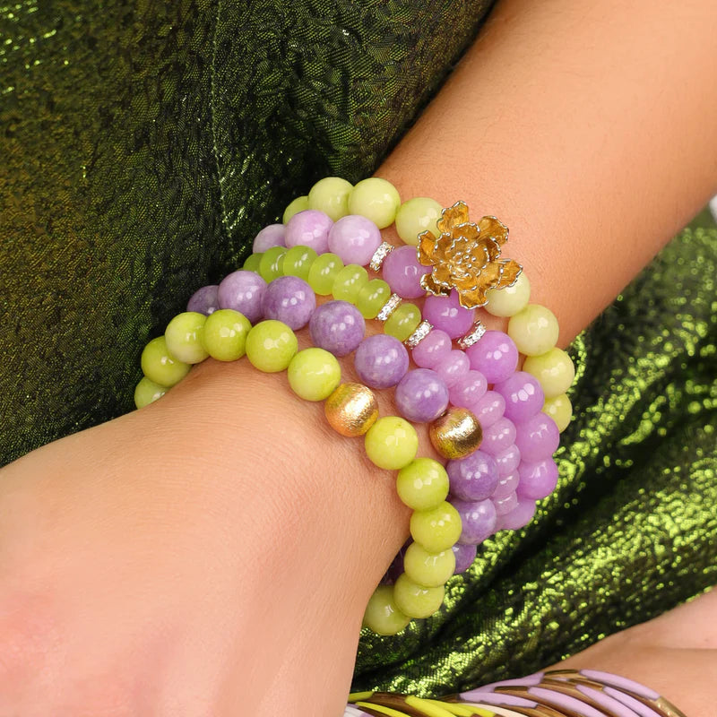 BuDhaGirl | Fleur Beaded Bracelet in Lilac Purple