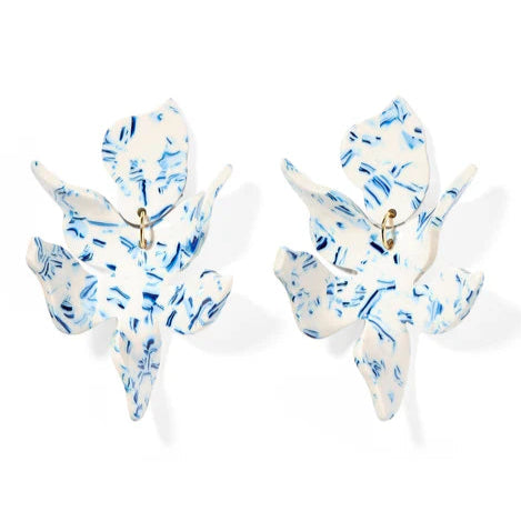 Linny Co | Flora Statement Earrings in Blue China