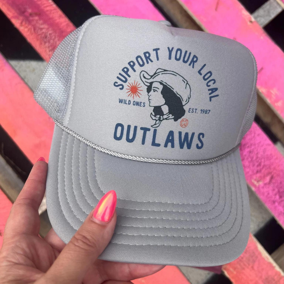 Online Exclusive | Support Your Local Outlaws Foam Trucker Cap in Solid Gray