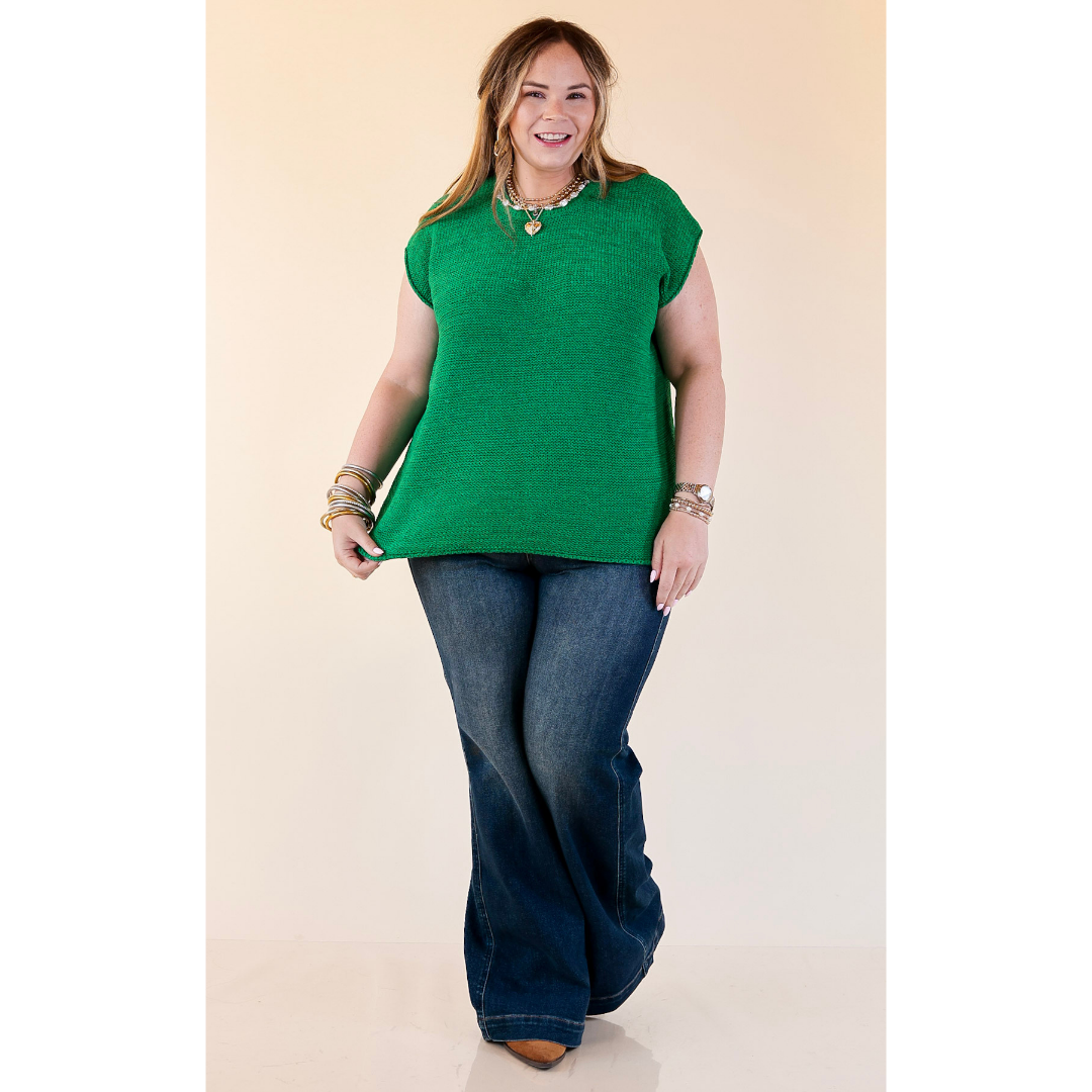 Forever Favorite Oversized Crew Neck Sweater Vest in Kelly Green