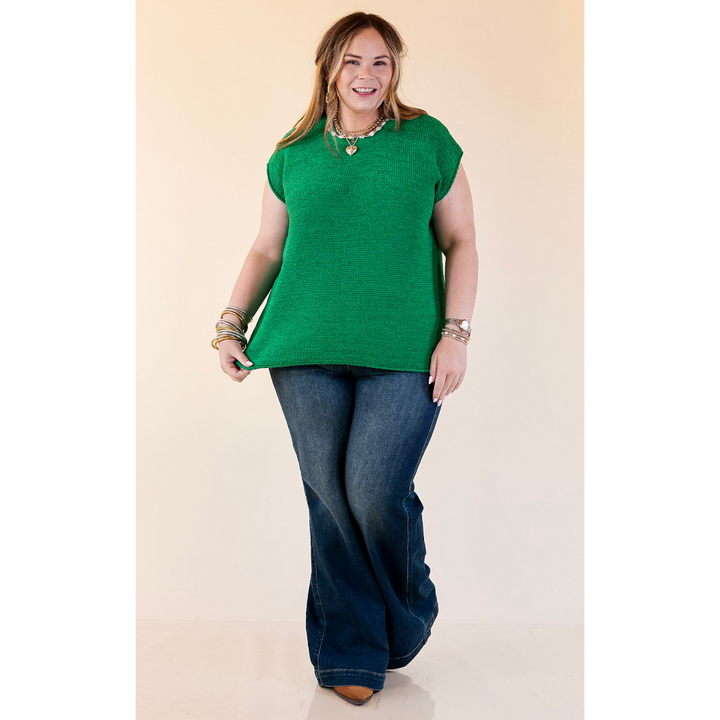 Forever Favorite Oversized Crew Neck Sweater Vest in Kelly Green