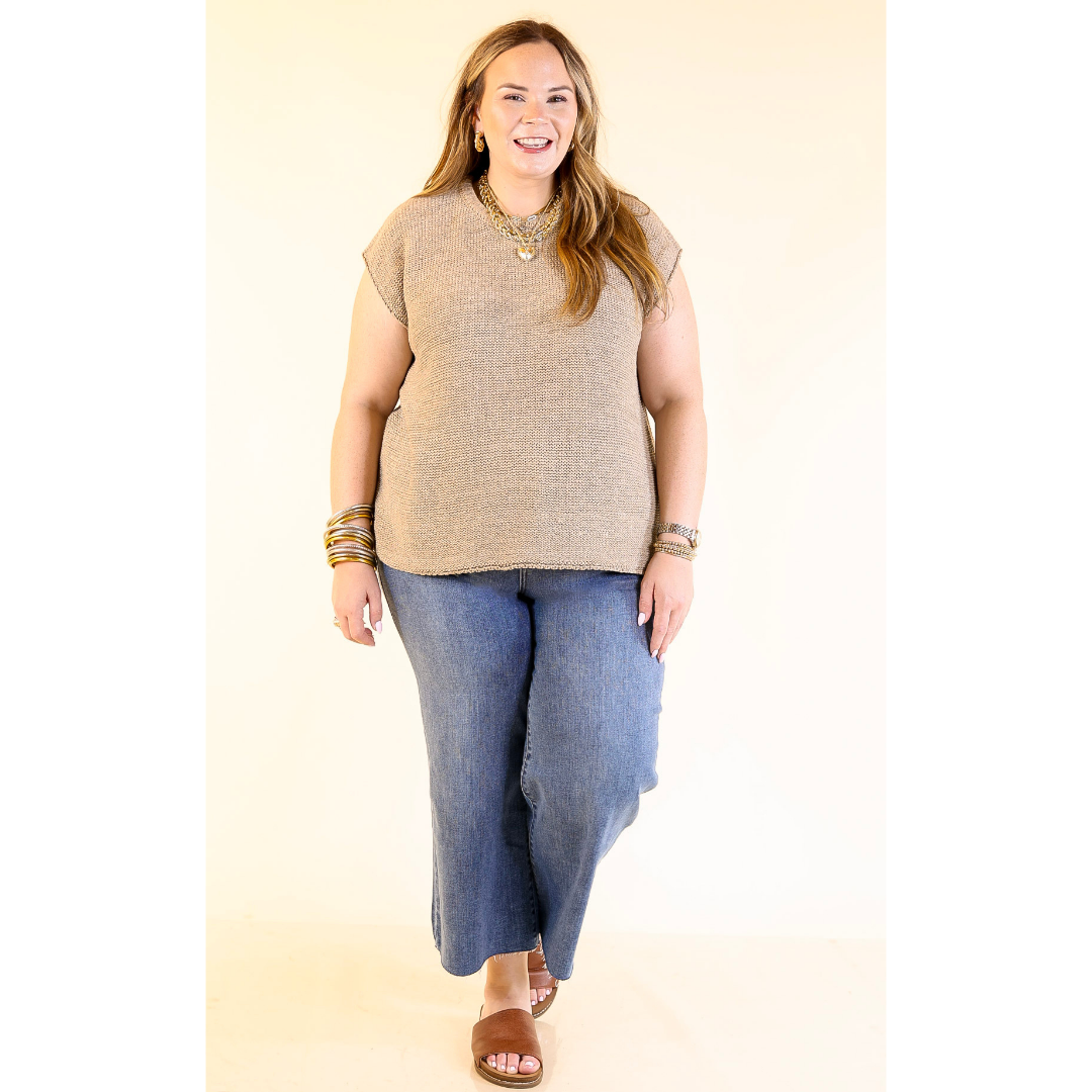 Forever Favorite Oversized Crew Neck Sweater Vest in Light Mocha