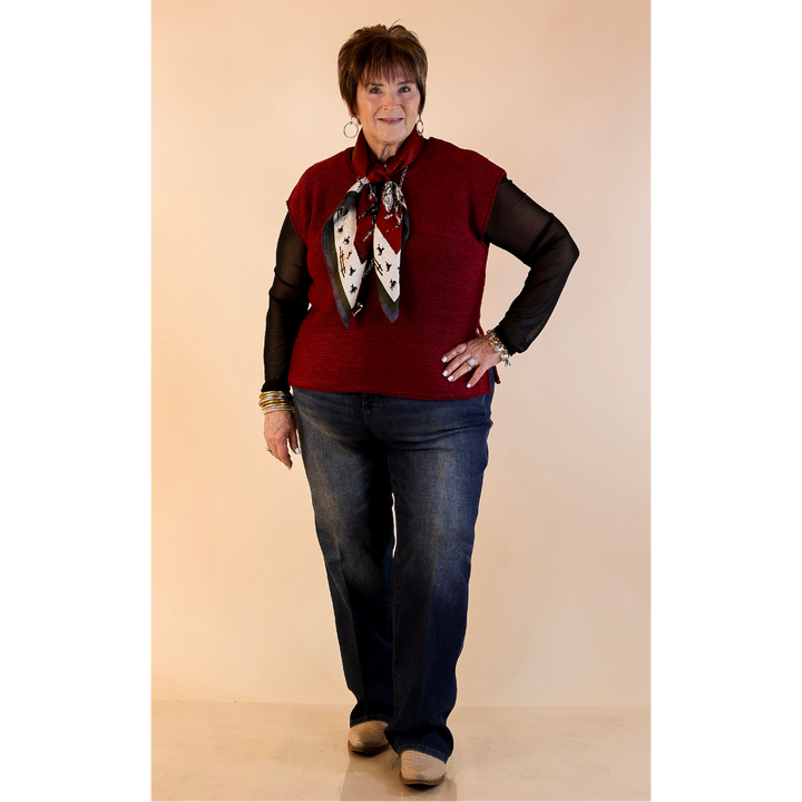 Forever Favorite Oversized Crew Neck Sweater Vest in Maroon