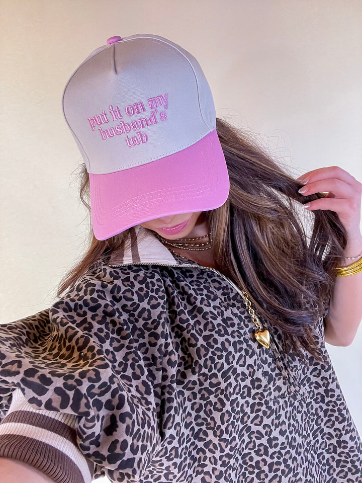 Put It On My Husband's Tab Two Tone Canvas Trucker Cap in Multiple Color Options