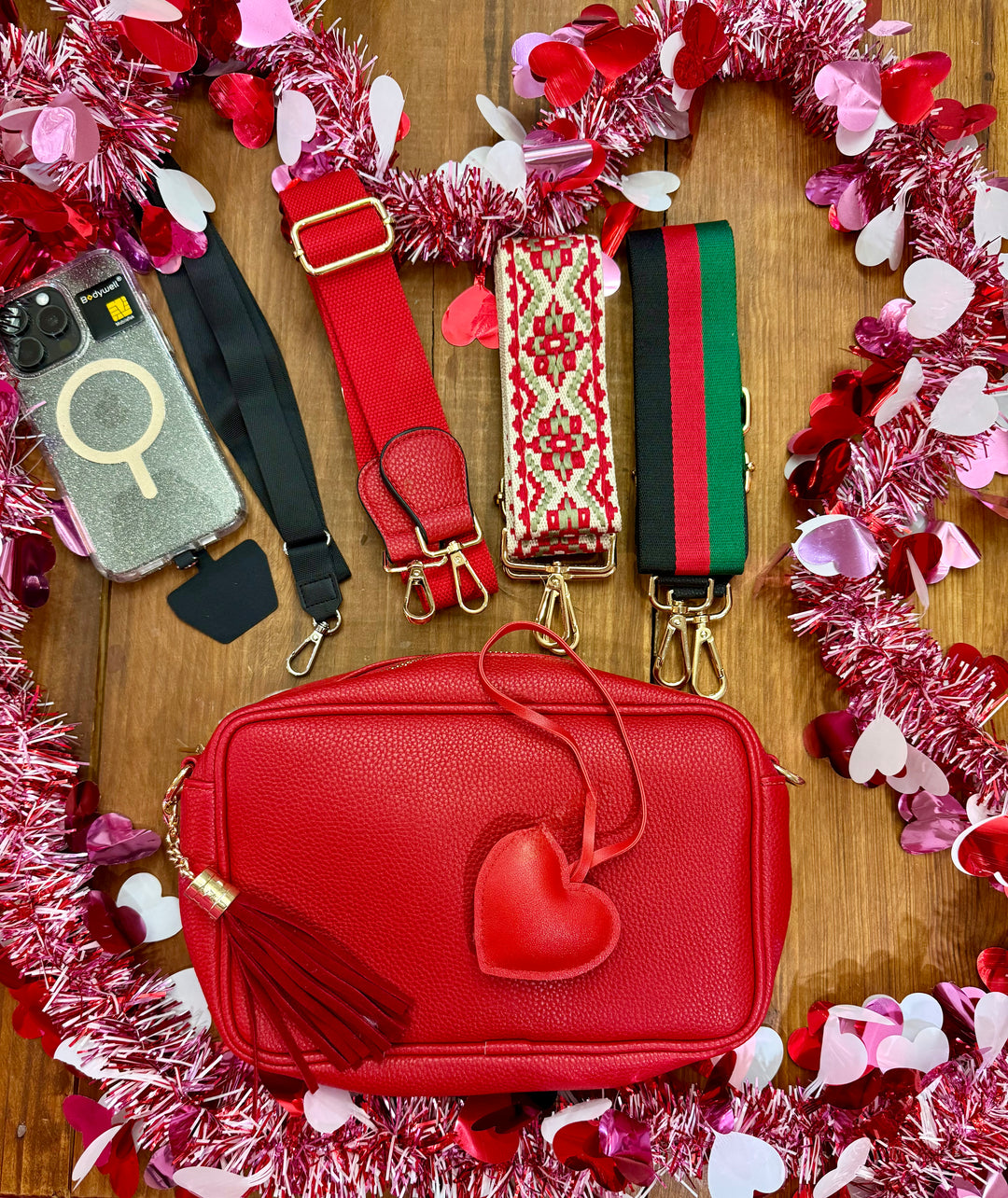 Valentine Bundle with Purse, Straps, Adapter in Red or Pink