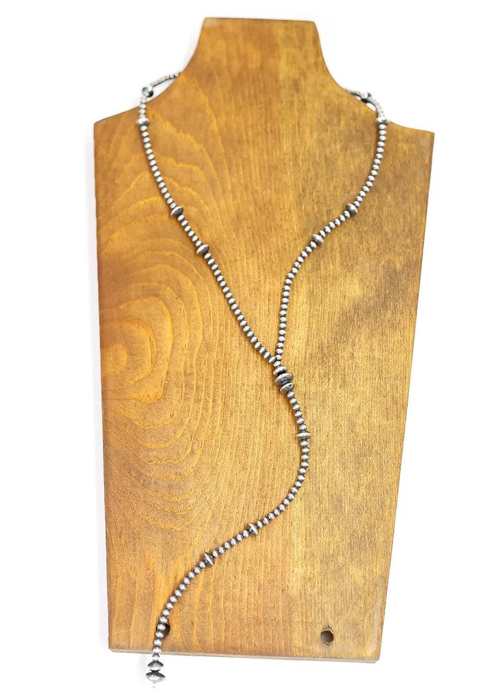 Navajo | Handmade Sterling Silver Graduated Saucer Navajo Pearls Lariat Necklace