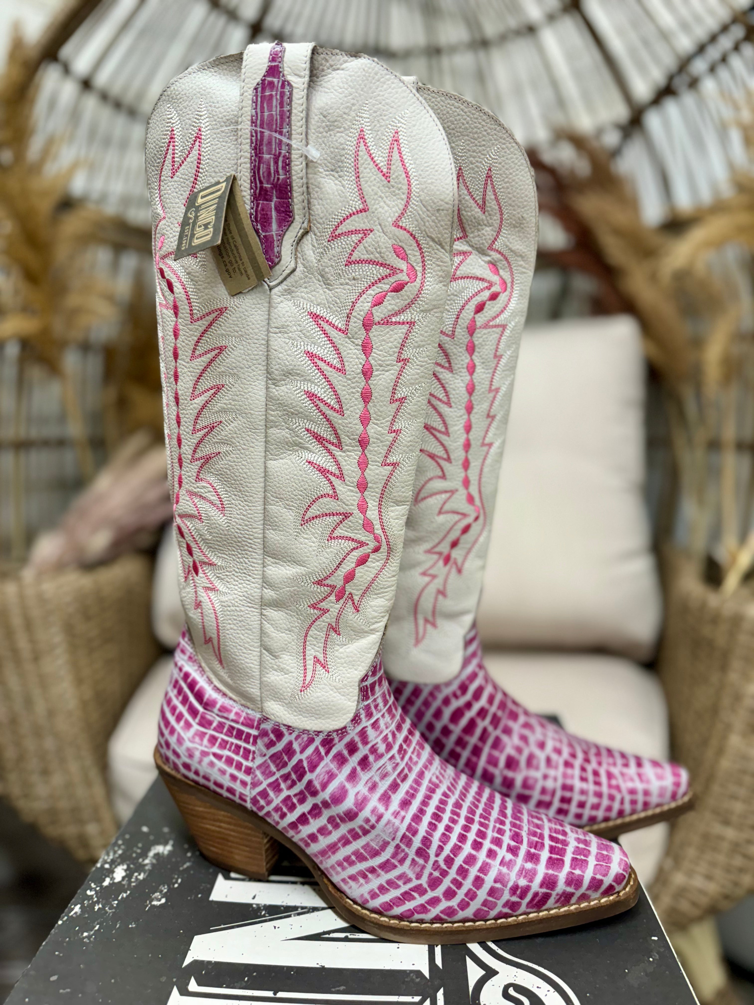 *DISCONTINUED* Dingo | High Lonesome Leather Cowboy Boots in Fuchsia Pink - Last Chance Size 9.5 - Giddy Up Glamour Boutique