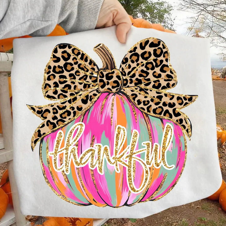 Online Exclusive | Thankful Leopard Pumpkin Graphic Tee or Sweatshirt in Multiple Printing Options and Colors