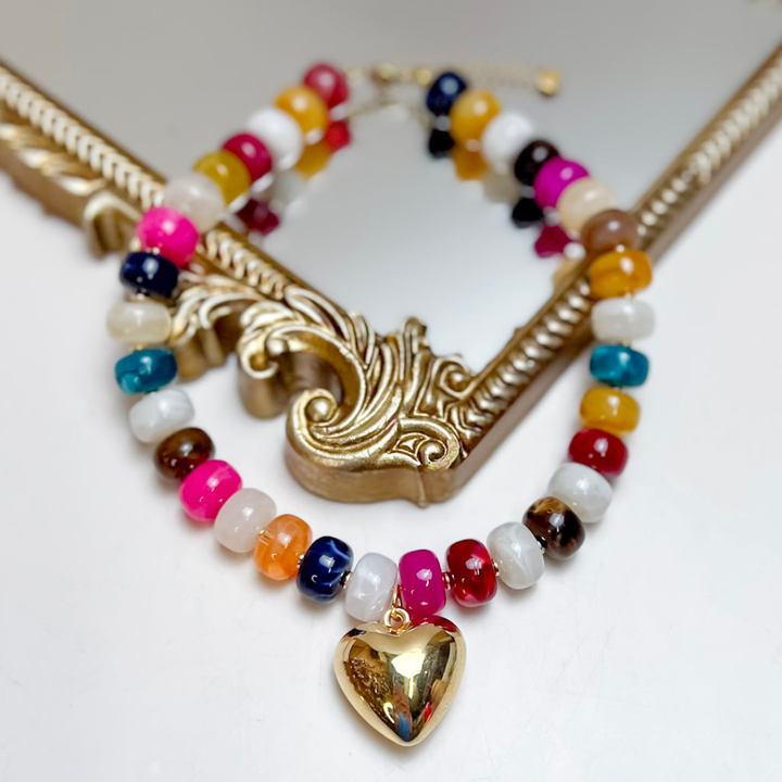 GUG Original | Bold and Beautiful Necklace with Gold Heart Pendant in Multiple Color Options