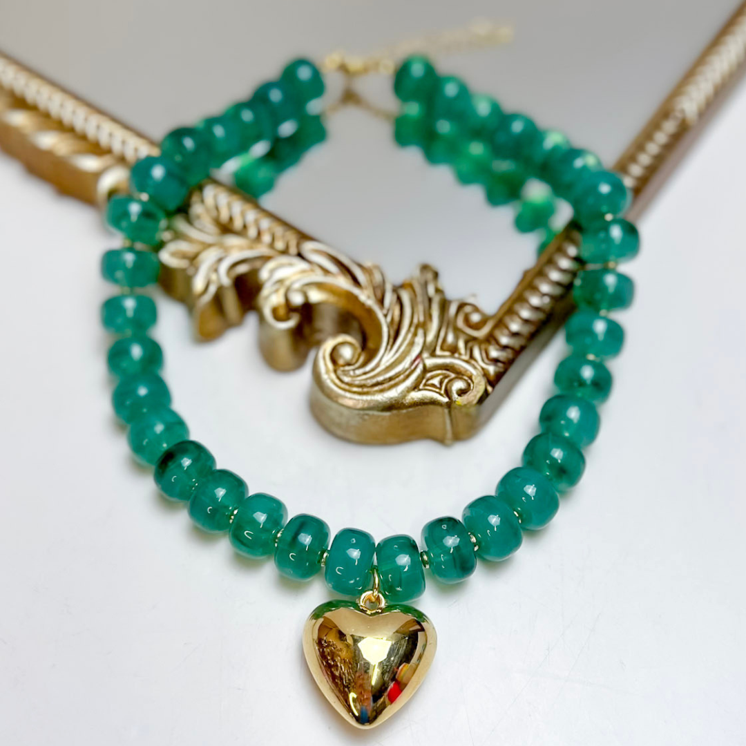 GUG Original | Bold and Beautiful Necklace with Gold Heart Pendant in Multiple Color Options