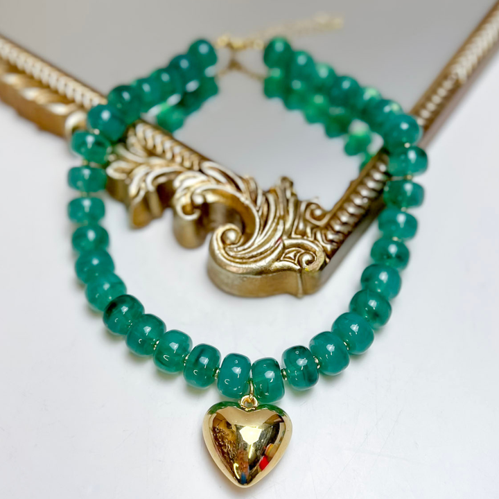 GUG Original | Bold and Beautiful Necklace with Gold Heart Pendant in Multiple Color Options