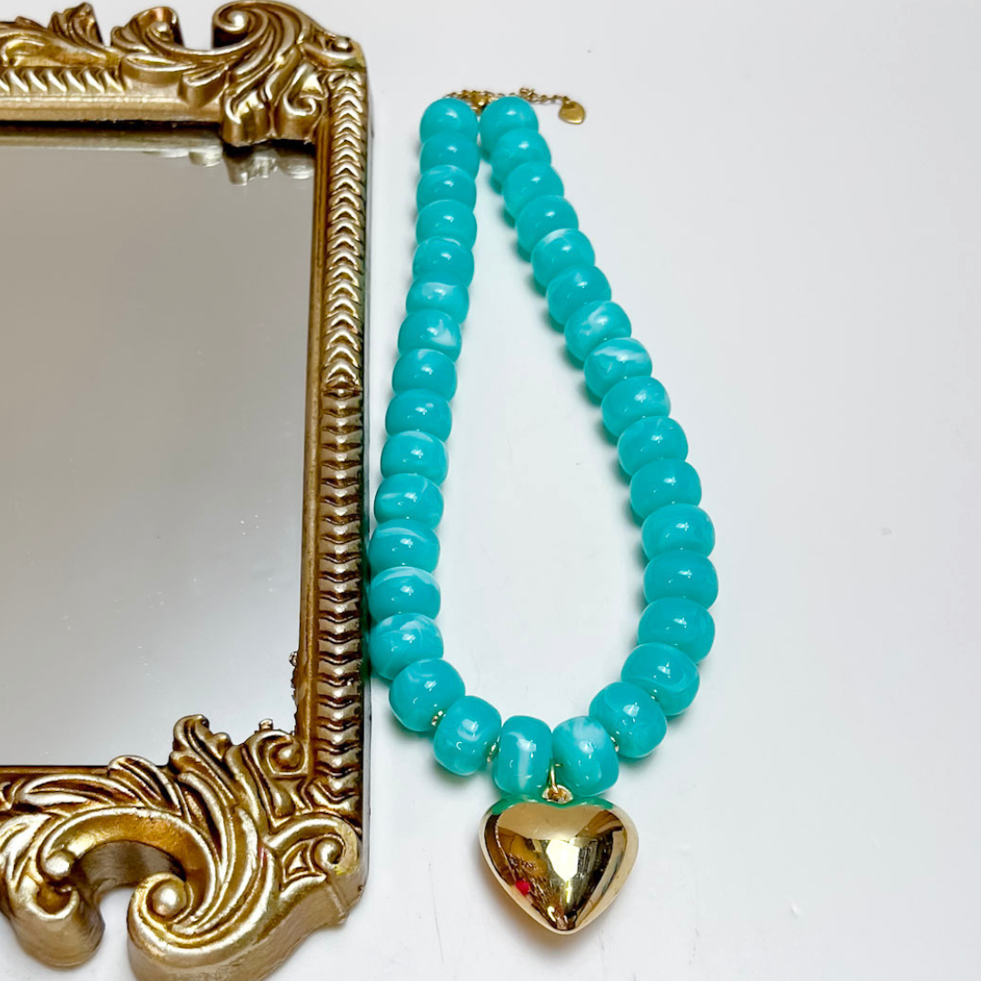 GUG Original | Bold and Beautiful Necklace with Gold Heart Pendant in Multiple Color Options