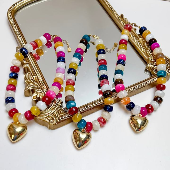 GUG Original | Bold and Beautiful Necklace with Gold Heart Pendant in Multiple Color Options