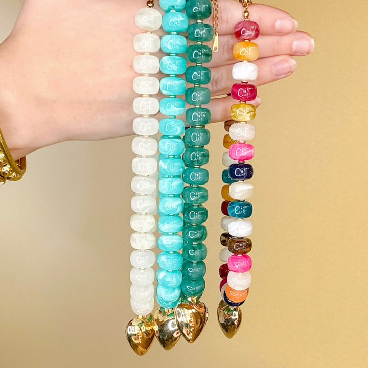 GUG Original | Bold and Beautiful Necklace with Gold Heart Pendant in Multiple Color Options