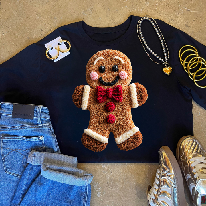 Online Exclusive | Gingerbread Man Faux Yarn Christmas Graphic on Tee and Sweatshirt Options