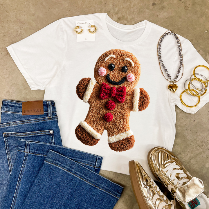 Online Exclusive | Gingerbread Man Faux Yarn Christmas Graphic on Tee and Sweatshirt Options