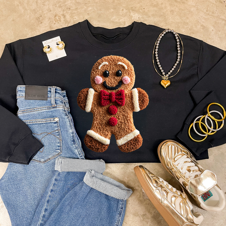 Online Exclusive | Gingerbread Man Faux Yarn Christmas Graphic on Tee and Sweatshirt Options
