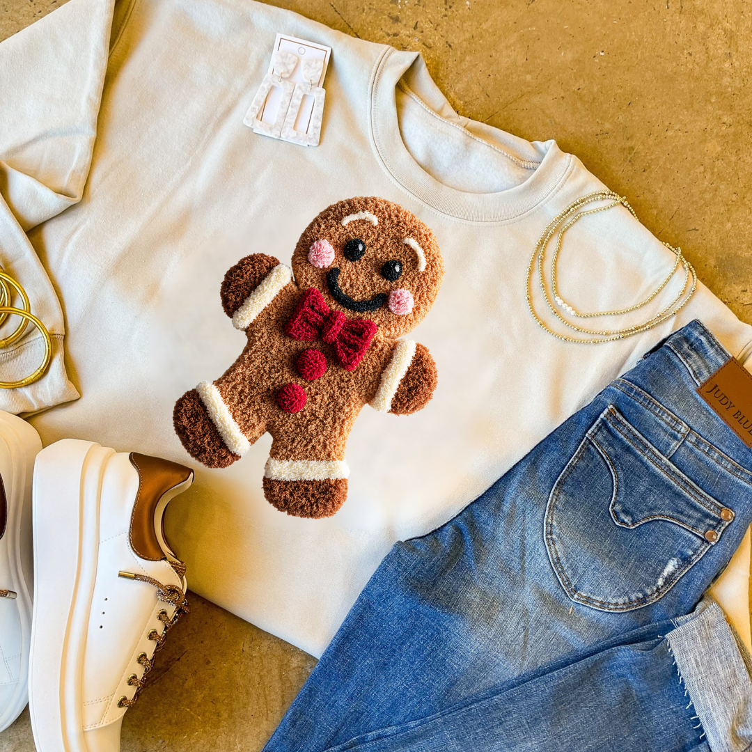 Online Exclusive | Gingerbread Man Faux Yarn Christmas Graphic on Tee and Sweatshirt Options