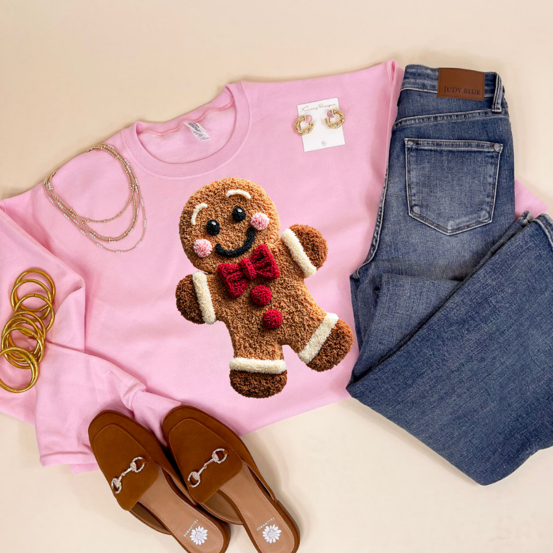 Online Exclusive | Gingerbread Man Faux Yarn Christmas Graphic on Tee and Sweatshirt Options