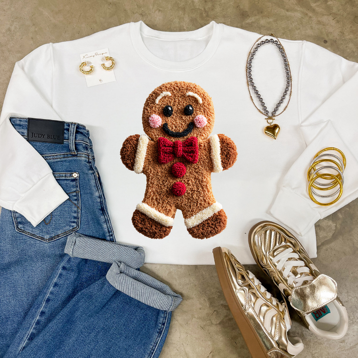 Online Exclusive | Gingerbread Man Faux Yarn Christmas Graphic on Tee and Sweatshirt Options