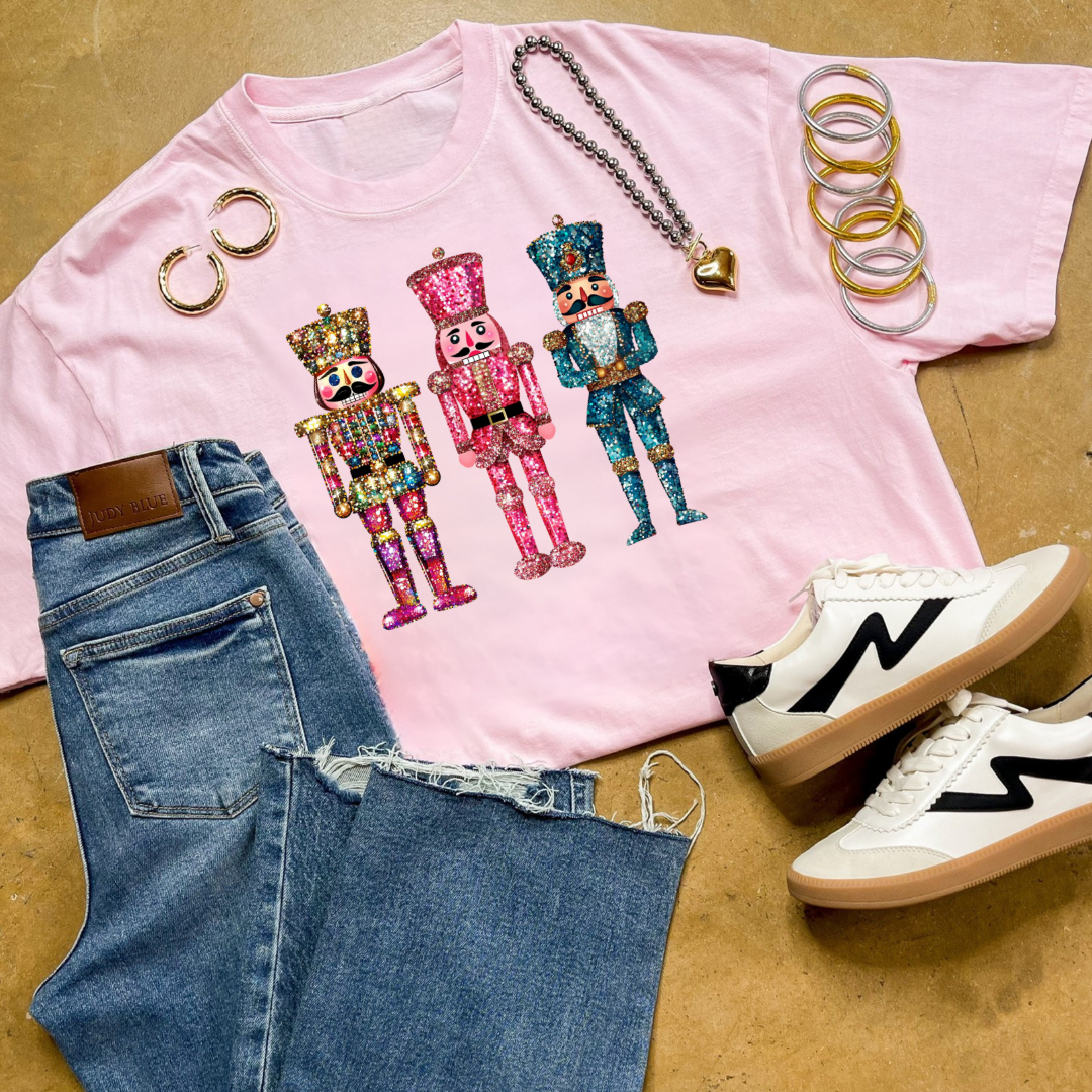 Online Exclusive | Glitter Nutcrackers Graphic Tee in Multiple Color Options