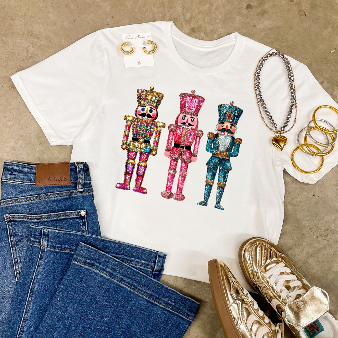 Online Exclusive | Glitter Nutcrackers Graphic Tee in Multiple Color Options