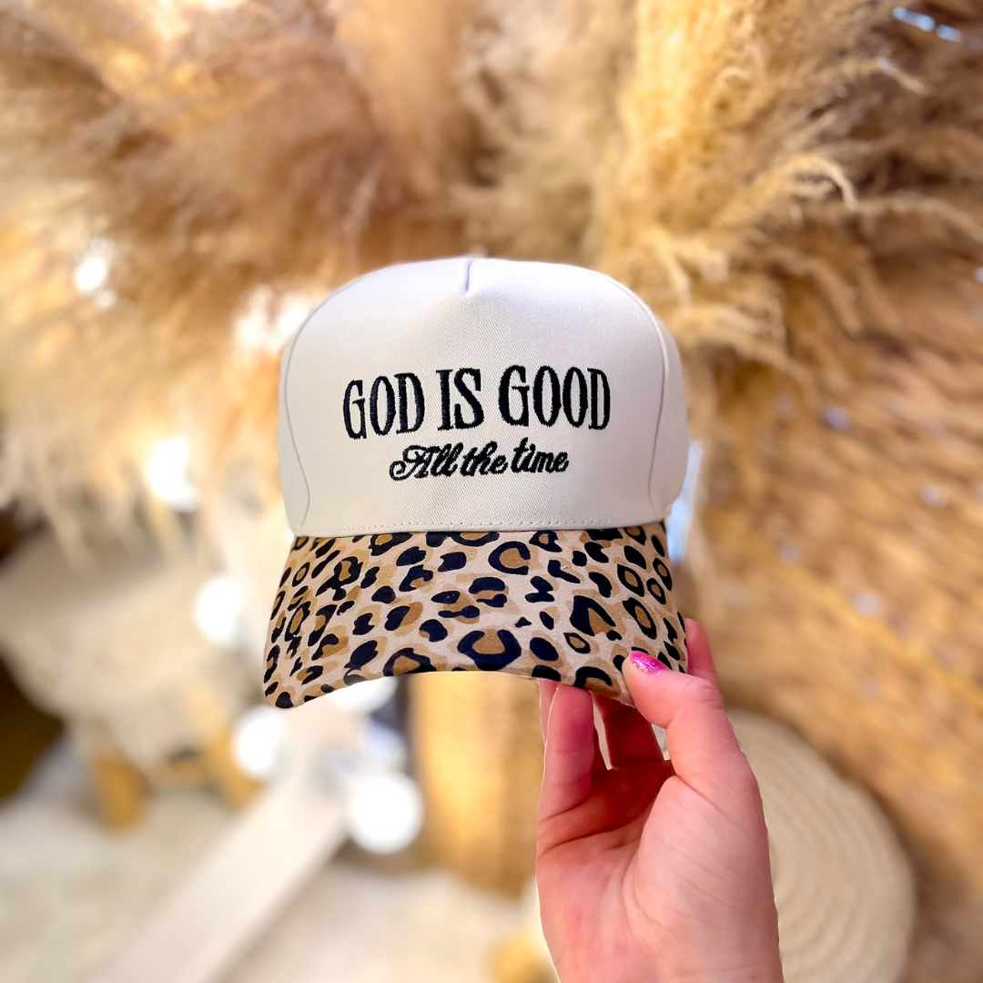God is Good All The Time Two Tone Canvas Trucker Cap in Multiple Color Options