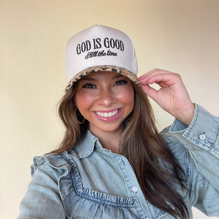 God is Good All The Time Two Tone Canvas Trucker Cap in Multiple Color Options