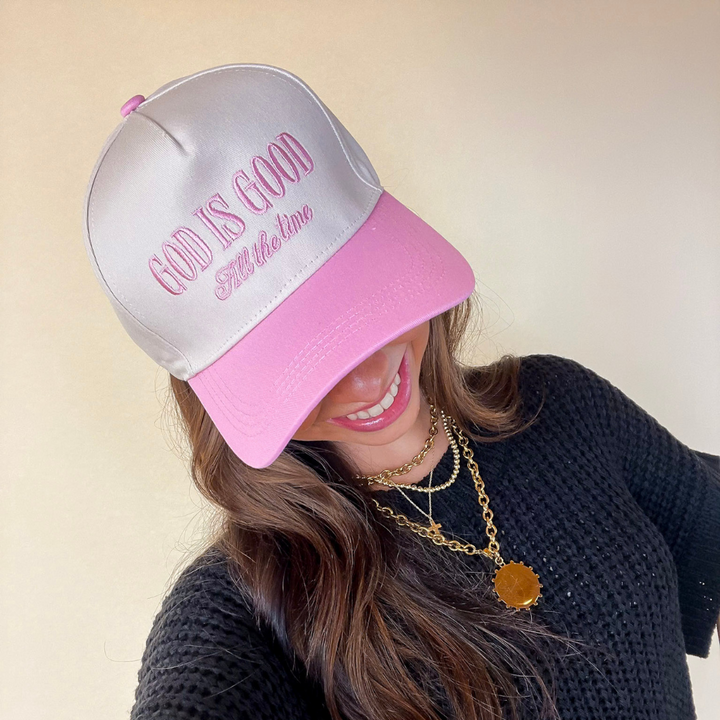 God is Good All The Time Two Tone Canvas Trucker Cap in Multiple Color Options