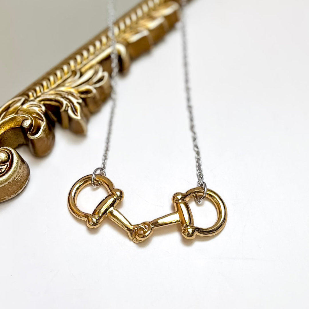 Grace in the Gait Snaffle Bit Chain Necklace in Gold Tone