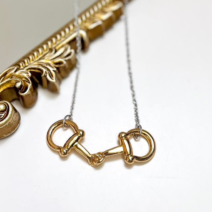 Grace in the Gait Snaffle Bit Chain Necklace in Gold Tone