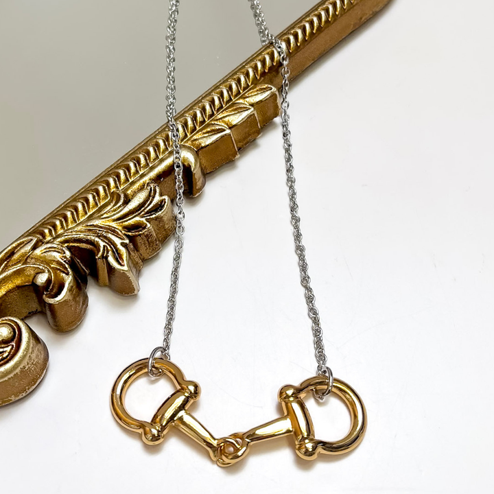 Grace in the Gait Snaffle Bit Chain Necklace in Gold Tone