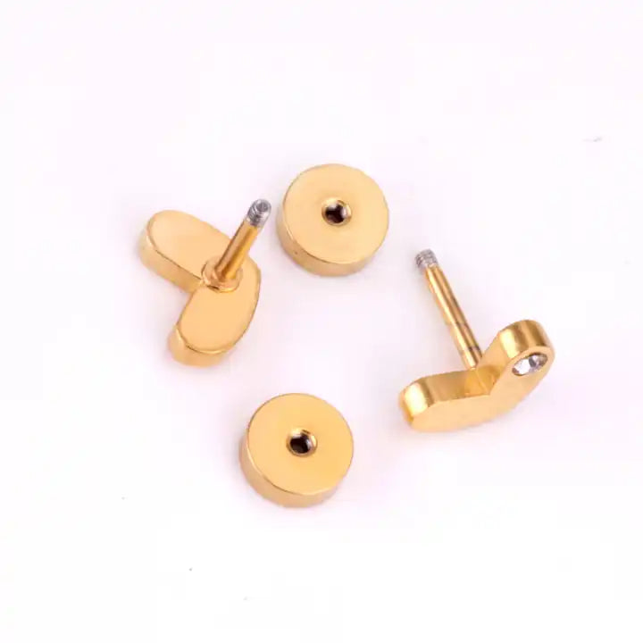 Linny Co | Eloise Gold Tone Heart Flatback Stud Earrings with CZ Accents