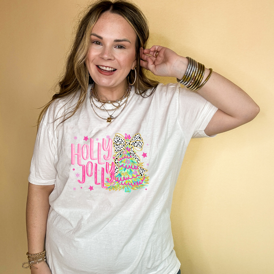 Online Exclusive | Holly Jolly Coquette Christmas Tree Graphic Tee in Multiple Color Options