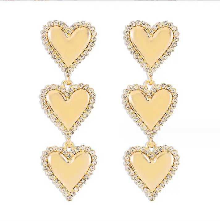 Linny Co | Layla Gold Tone Heart Drop Earrings with CZ Accents