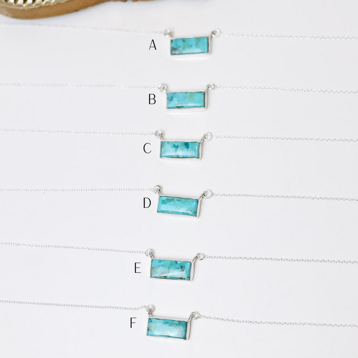 Hada Collection  Handmade Sterling Silver Mini Kingman Turquoise Bar Pendant Necklaces