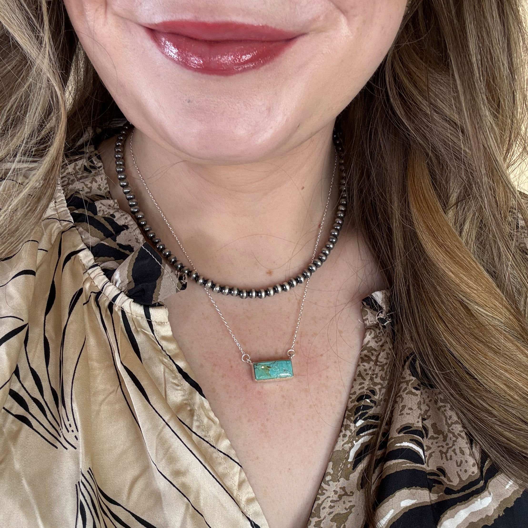 Hada Collection | Handmade Sterling Silver Mini Kingman Turquoise Bar Pendant Necklace