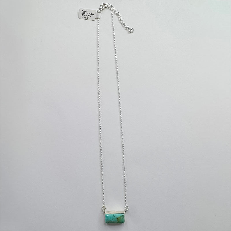 Hada Collection | Handmade Sterling Silver Mini Kingman Turquoise Bar Pendant Necklace