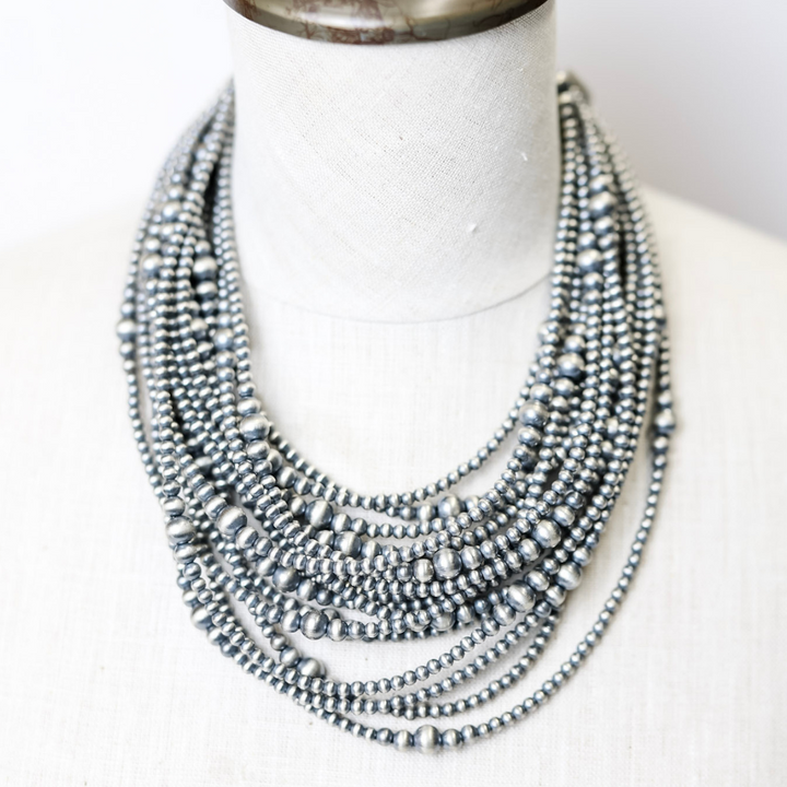 Handmade 4-8mm Multi Sized Sterling Silver Navajo Pearl Necklace  Varying Lengths