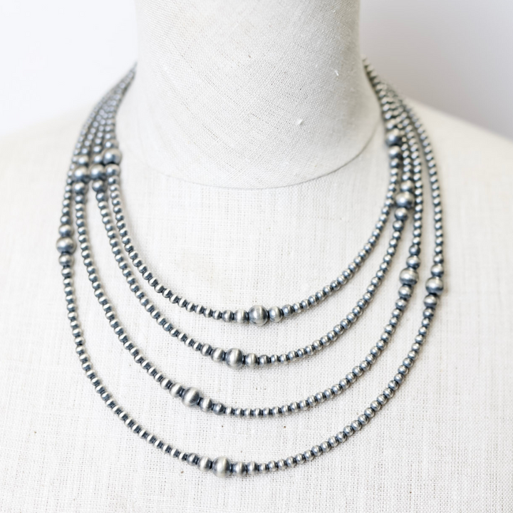 Handmade 4-8mm Multi Sized Sterling Silver Navajo Pearl Necklace  Varying Lengths