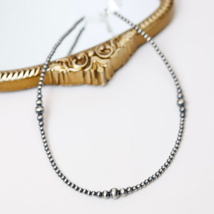 Handmade 4-8mm Multi Sized Sterling Silver Navajo Pearl Necklace  Varying Lengths