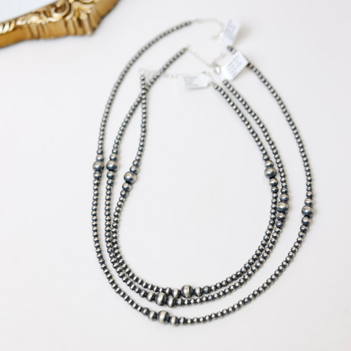 Handmade 4-8mm Multi Sized Sterling Silver Navajo Pearl Necklace  Varying Lengths