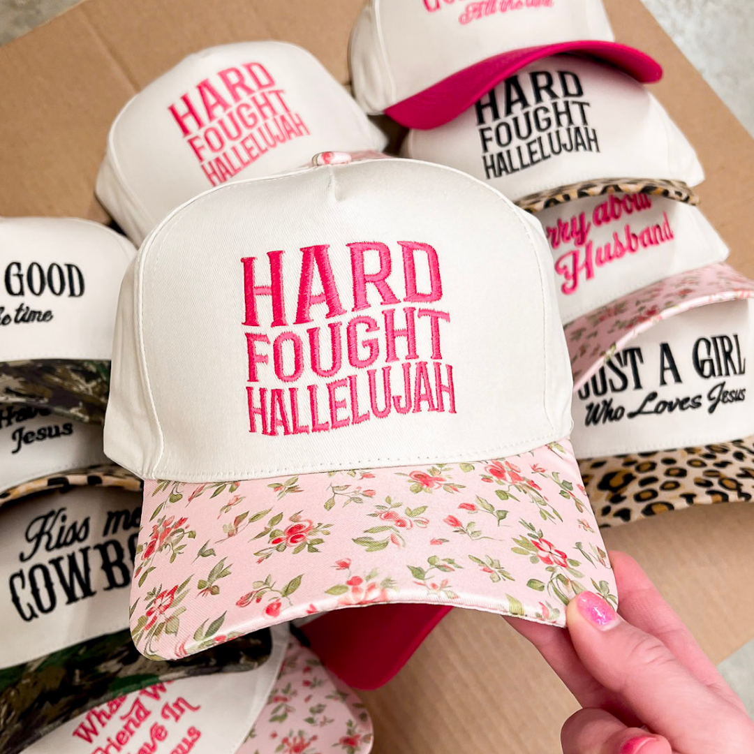 Hard Fought Hallelujah Two Tone Canvas Trucker Cap in Multiple Color Options