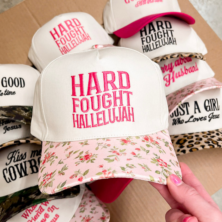 Hard Fought Hallelujah Two Tone Canvas Trucker Cap in Multiple Color Options