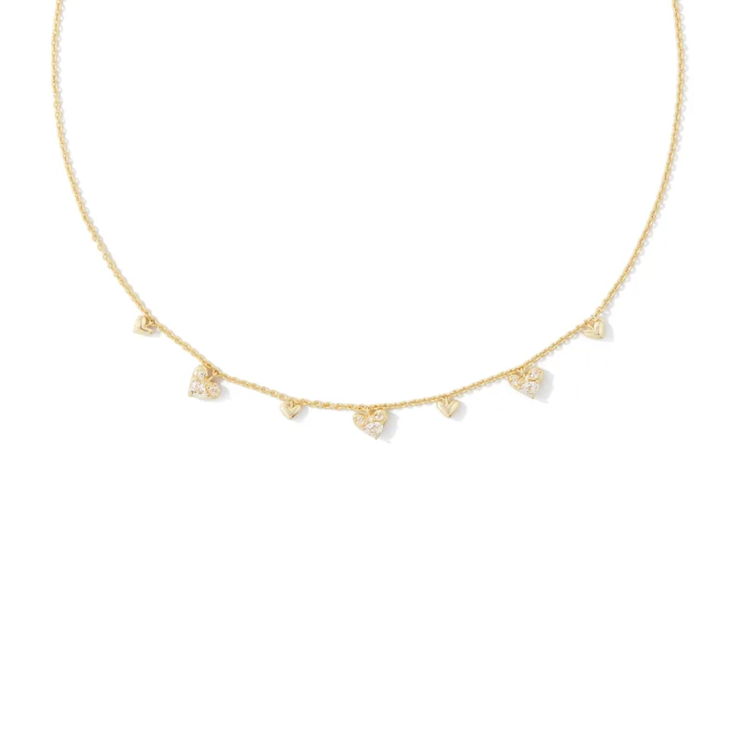 Kendra Scott | Haven Gold Crystal Heart Choker Necklace in White Crystal - Giddy Up Glamour Boutique
