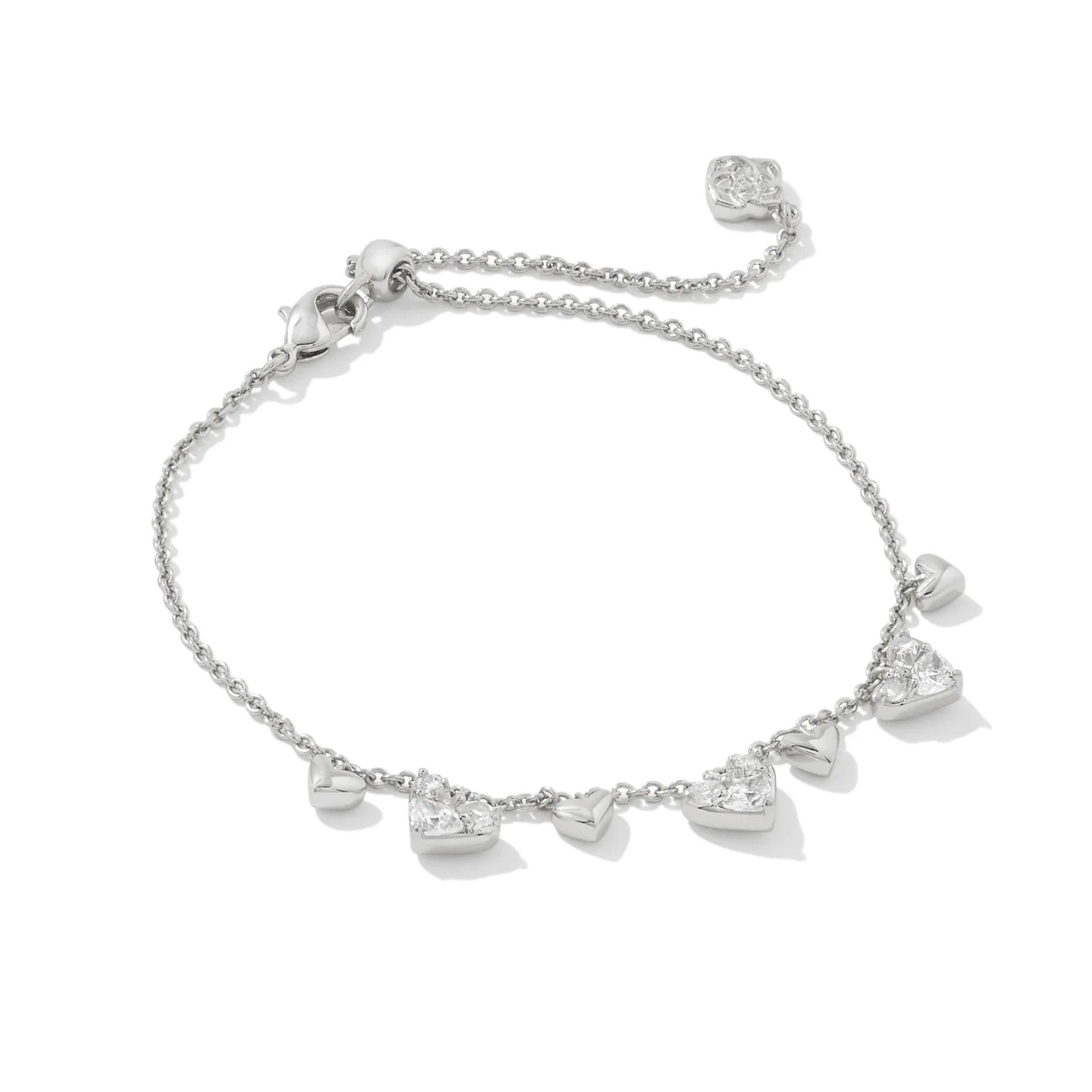 Kendra Scott | Haven Heart Silver Crystal Chain Bracelet in White Crystal - Giddy Up Glamour Boutique