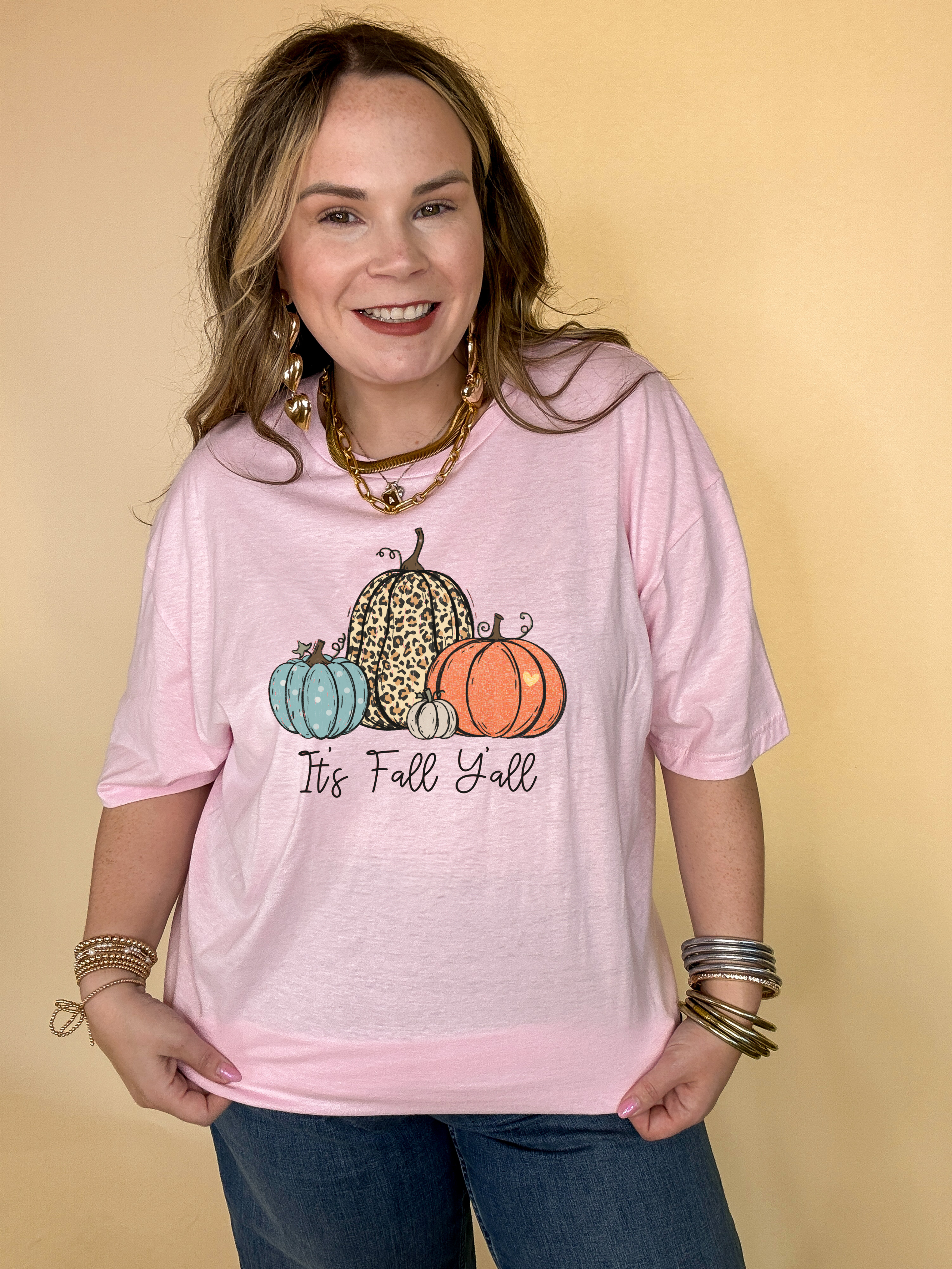 Online Exclusive | It's Fall Y'all Pattern Pumpkins Graphic Tee in Multiple Color Options