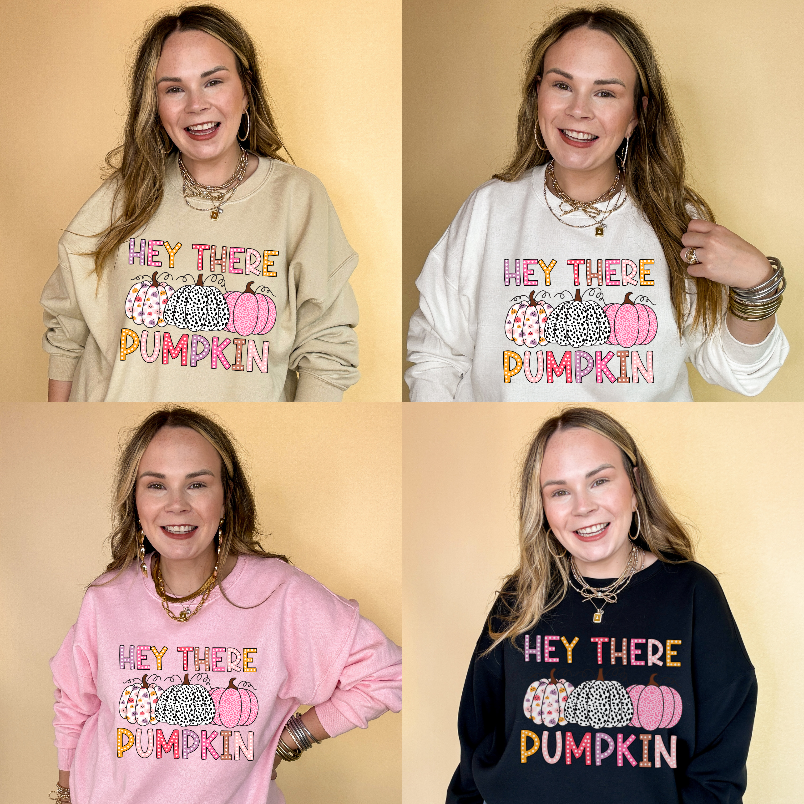 Online Exclusive | Hey There Pumpkin Three Verity's of Pattern Pumpkins Graphic Sweatshirt in Multiple Color Options