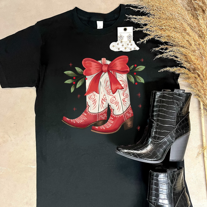 Online Exclusive | Holly Jolly Kicks Red Christmas Boots Graphic Tee in Multiple Color Options